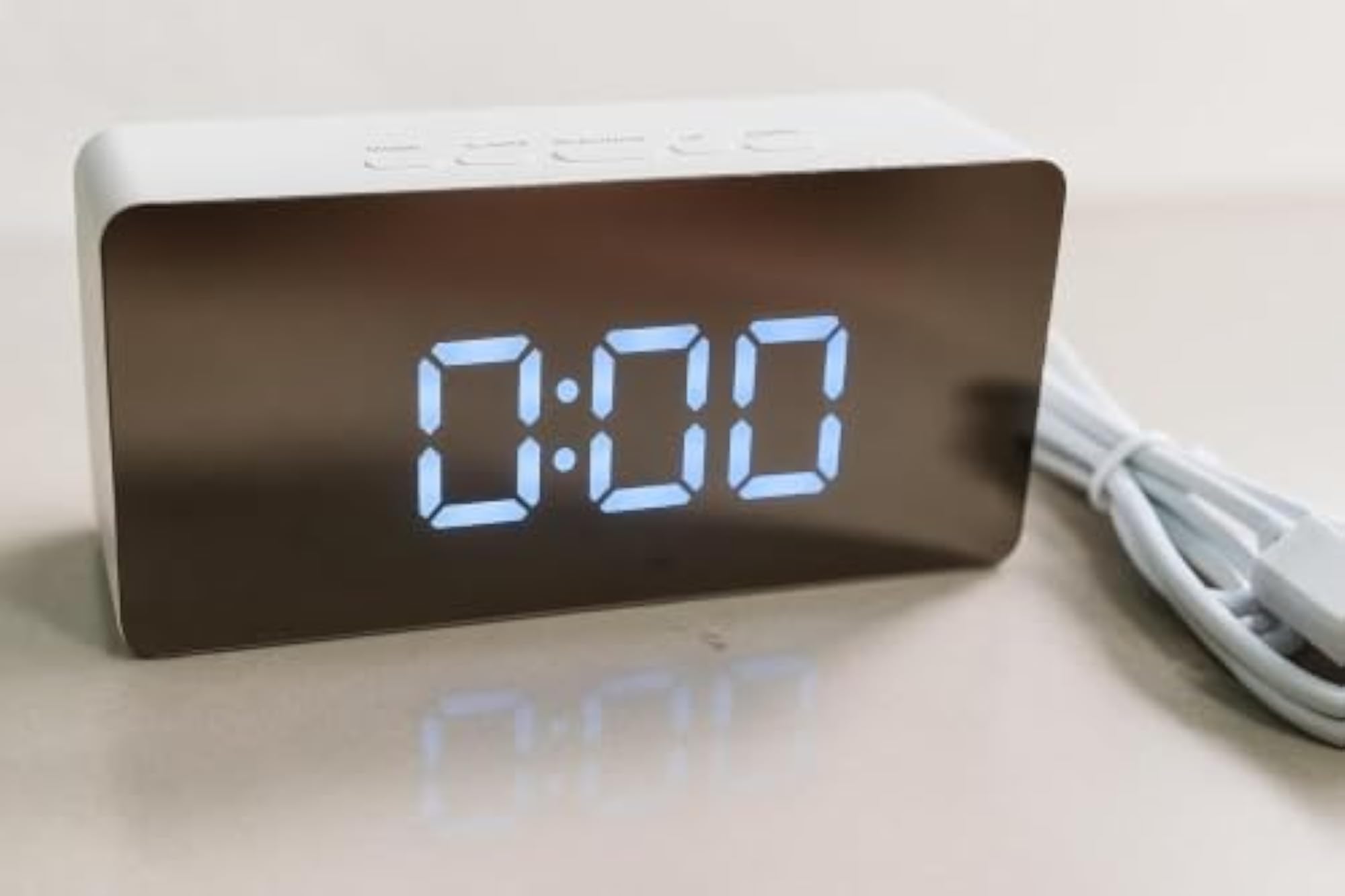 Mirror LED Digital Alarm Clock with Smart Display & Snooze